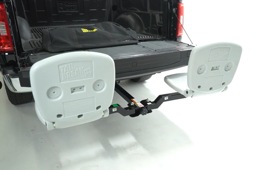 Tow hitch receiver with covers on a vehicle's hitch receiver on a white background