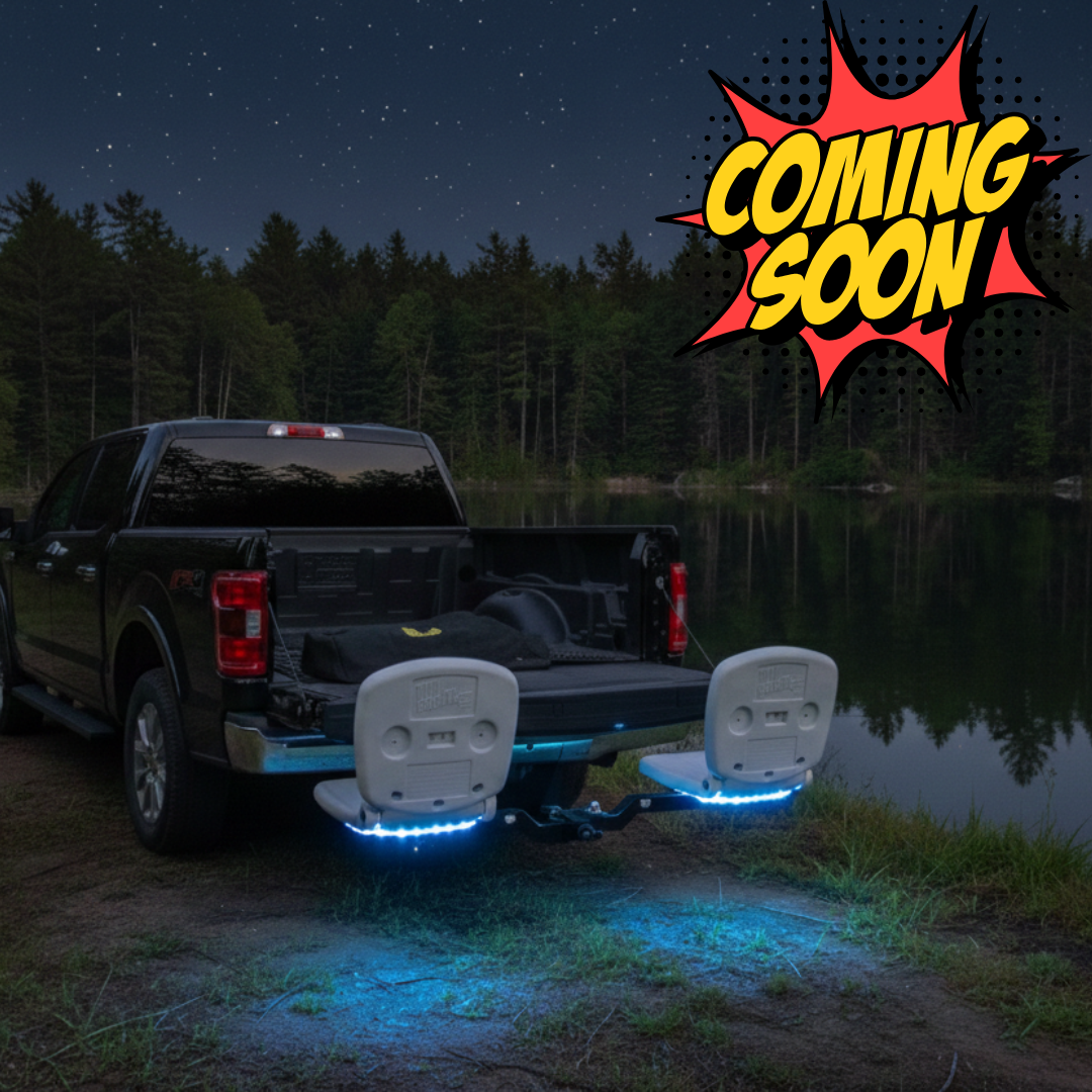 black truck by lake with led lighting on tailbreaker truck accessory
